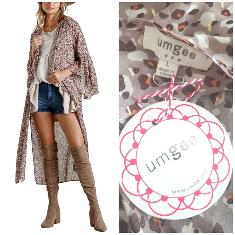 🖤 Umgee Cheetah - Gold Flakes Kimono